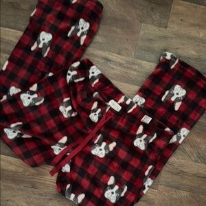 Women's Red Plaid Pajama Set with Dog Print